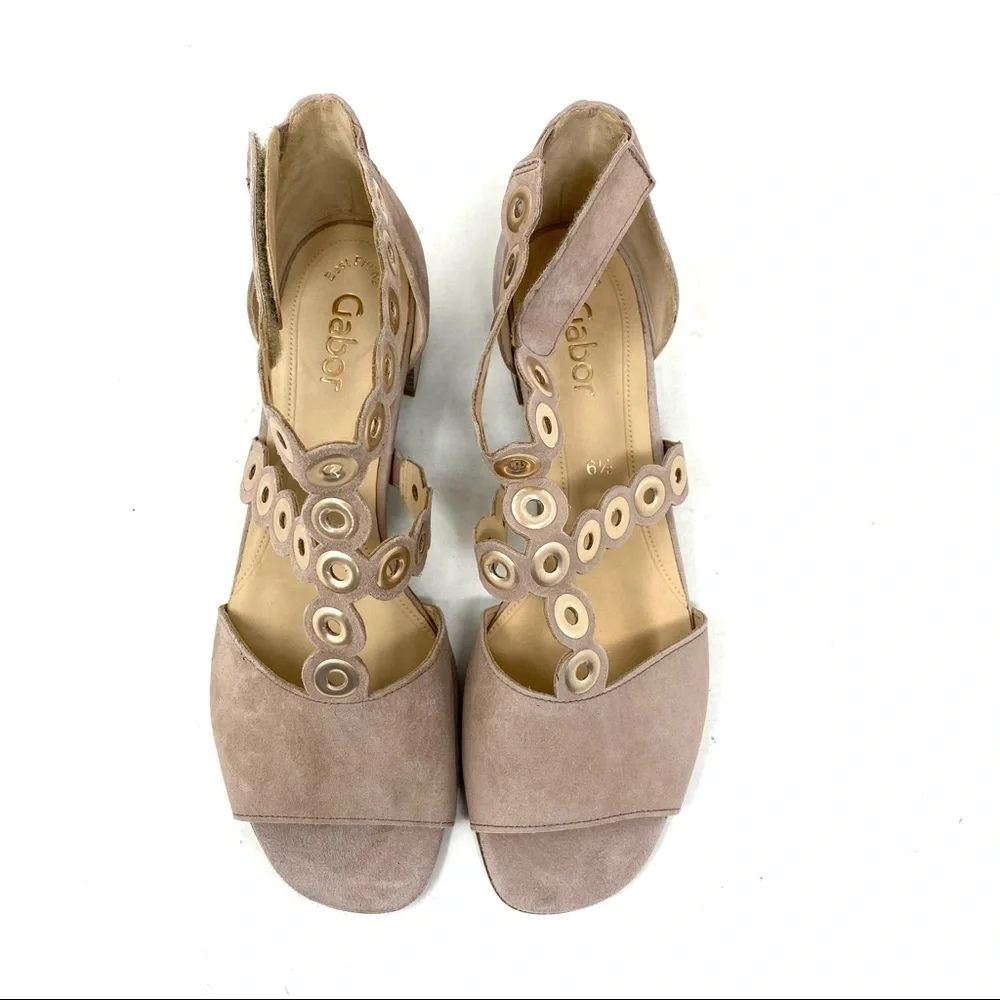 Gabor suede 81.721.14 comfort block heel sandals antikrosa - Picture 4 of 9